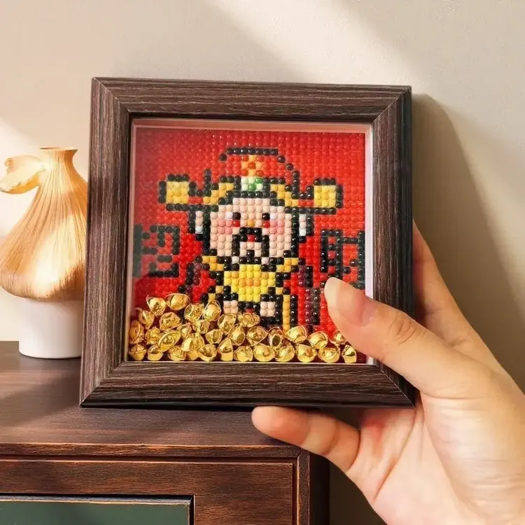【幼稚】 新款财神爷钻石画摆件贴画手工diy摆台相框驾车个人用品