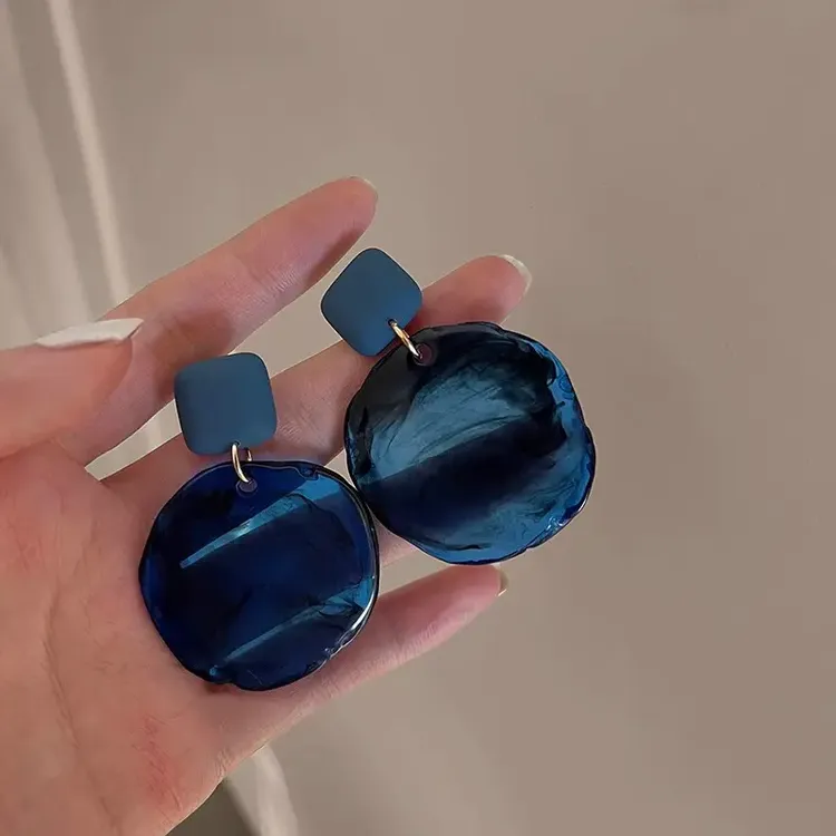 雾霾蓝色耳环文艺气质耳钉小众耳饰2025新款女气质复古设计感耳饰