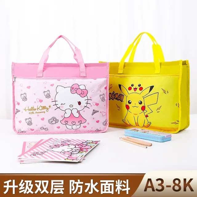 8K美术袋a3手提袋8开素描纸收纳袋画板袋大容量卡通可爱防水画包