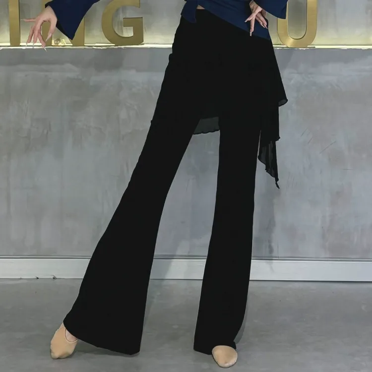舞蹈裤微喇叭裤女莫代尔屁帘遮臀假两件裙裤古典舞练功服形体裤子