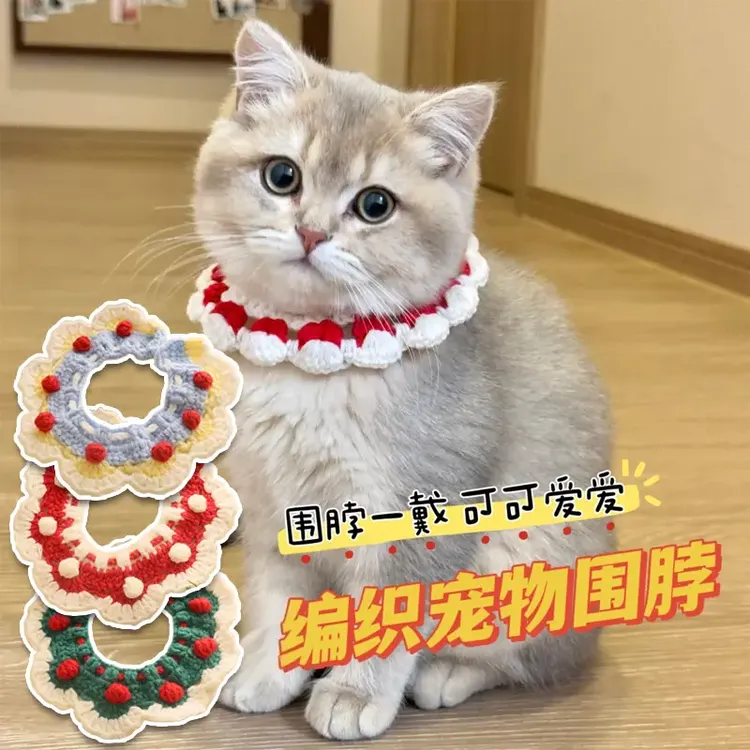 宠物猫咪编织项圈可爱猫咪针织项链幼猫脖圈小型犬狗狗围脖装饰品