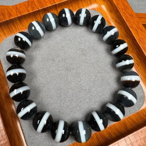 蓝沁药师珠圆珠单圈手串