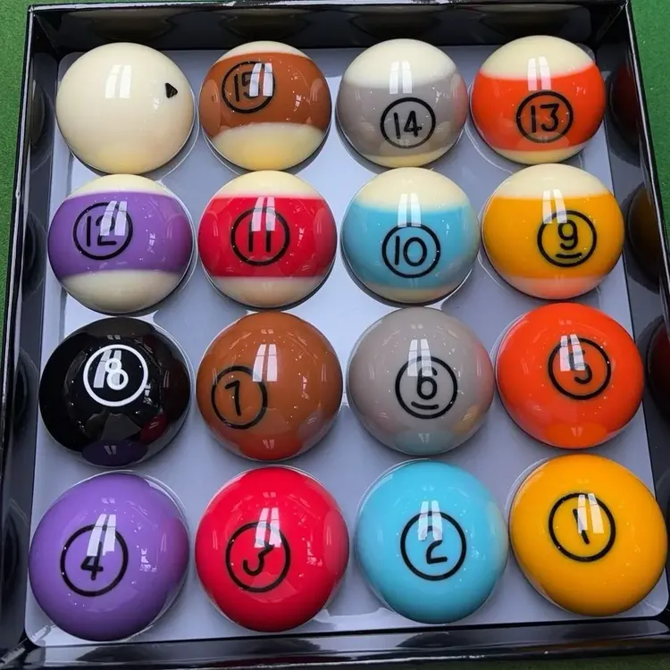 （热销）42A黛纳菲斯同款彩金中式台球水晶球微瑕适用于黑八比赛专