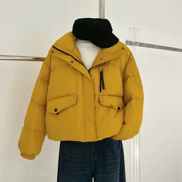 9905冬季韩系立领短款白鸭绒保暖面包服小个子时尚潮流外套