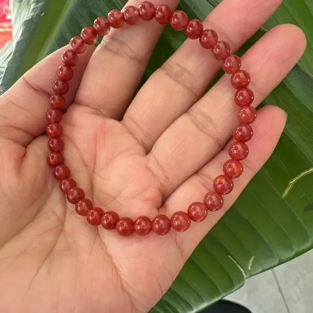 天然辰砂原矿瓦西浅牛血红 卡5mm单圈手串 多样性发其一