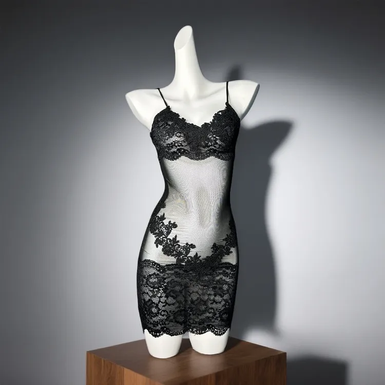 蕾丝网纱吊带性感睡裙家居服