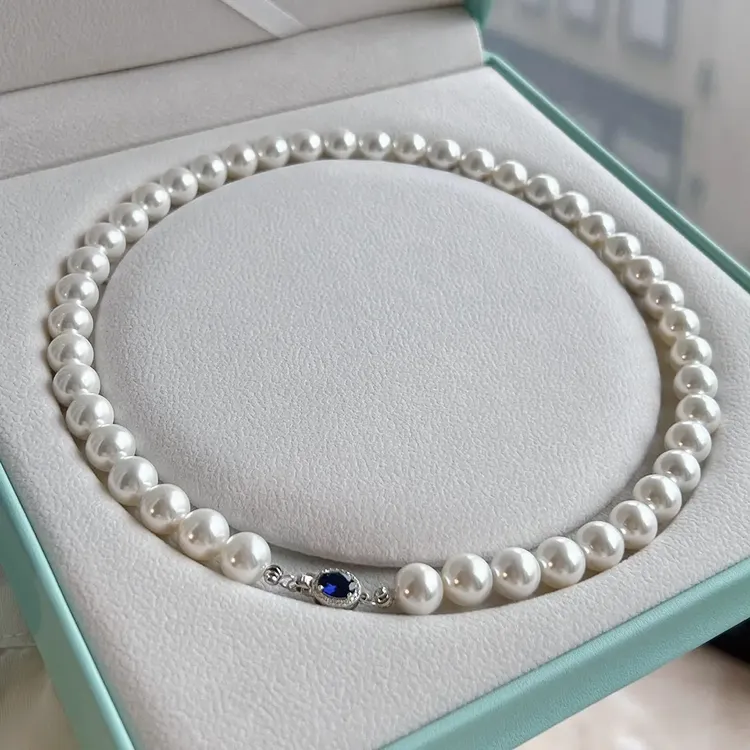 澳白贝珠正圆项链女款颈链轻奢小众正品毛衣链妈妈款2025新款爆