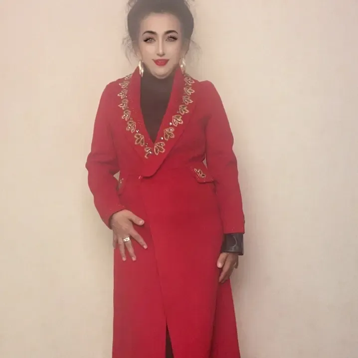 秋冬新款保暖宽松中长款刺绣气质带钻毛呢外套大衣