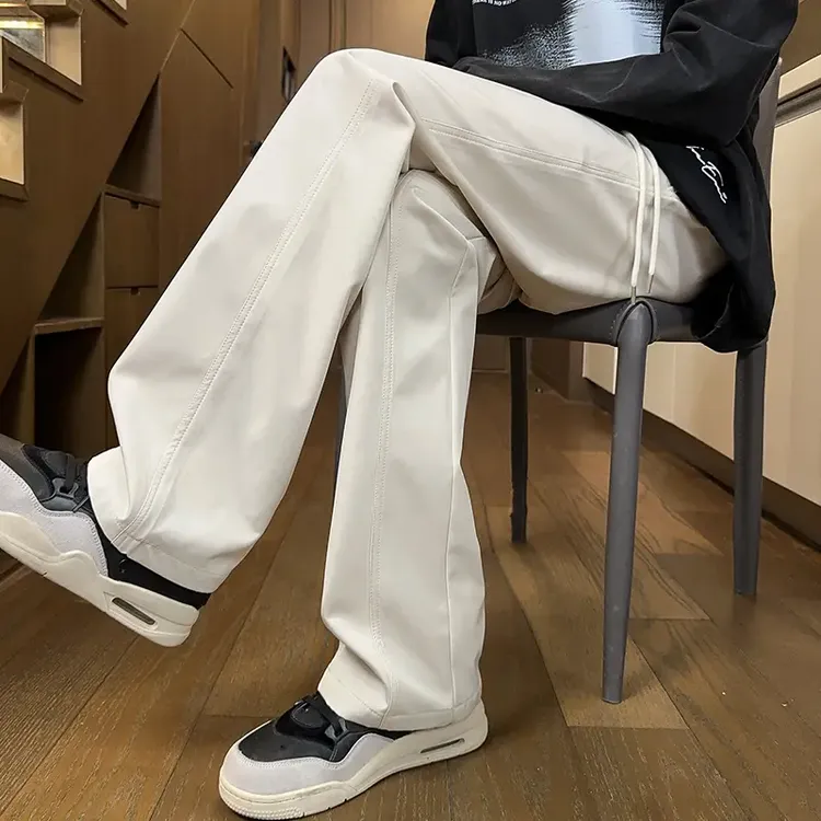 显高显瘦直筒裤子男士春秋季潮流帅气百搭男男士纯棉户外直筒长裤