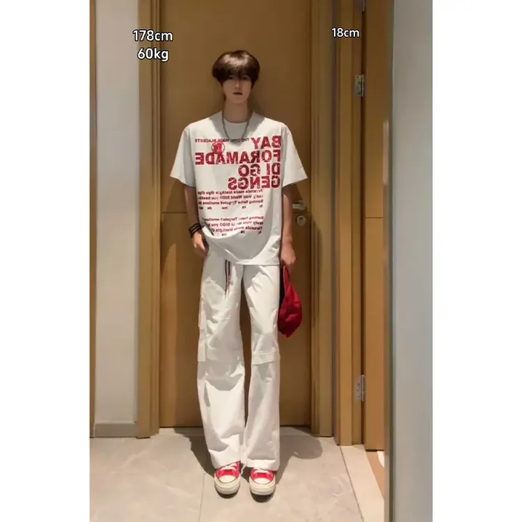 CoolboyBB美式复古字母印花短袖T恤男款夏季潮牌小领口重磅半袖