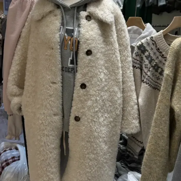 韩版新款翻领五扣加厚中长款外套