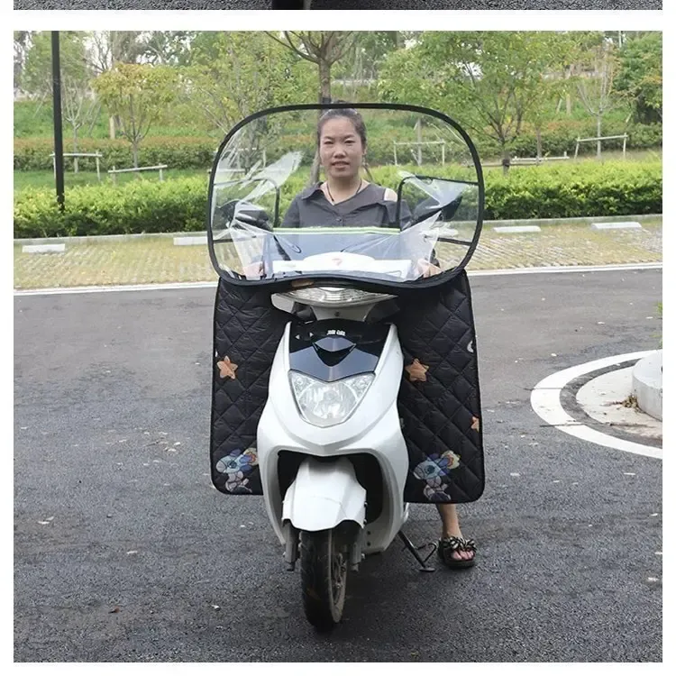 四季通用电动车挡风被防风防雨可拆分加厚款