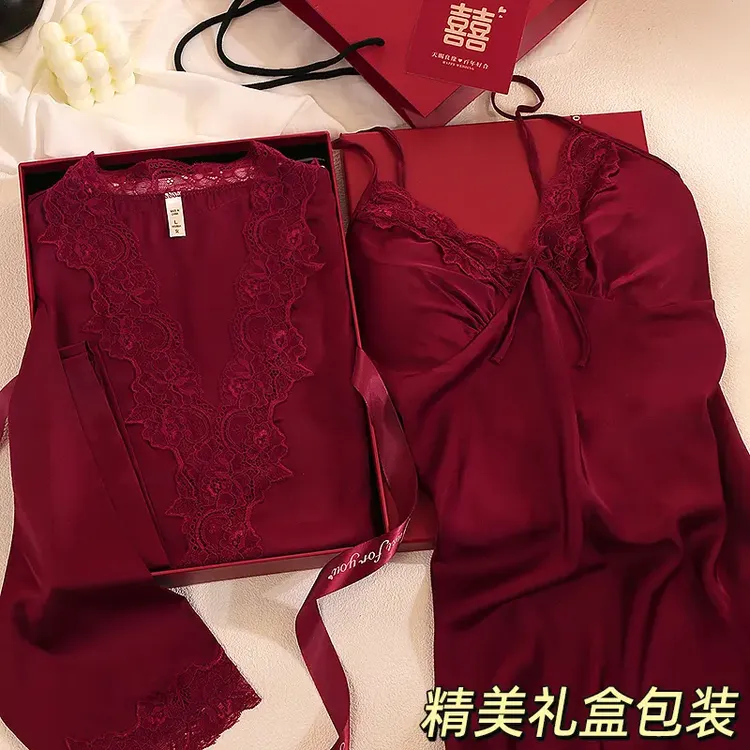 结婚礼物高档实用送新人新婚礼品新娘闺蜜订婚性感红色睡衣礼盒装