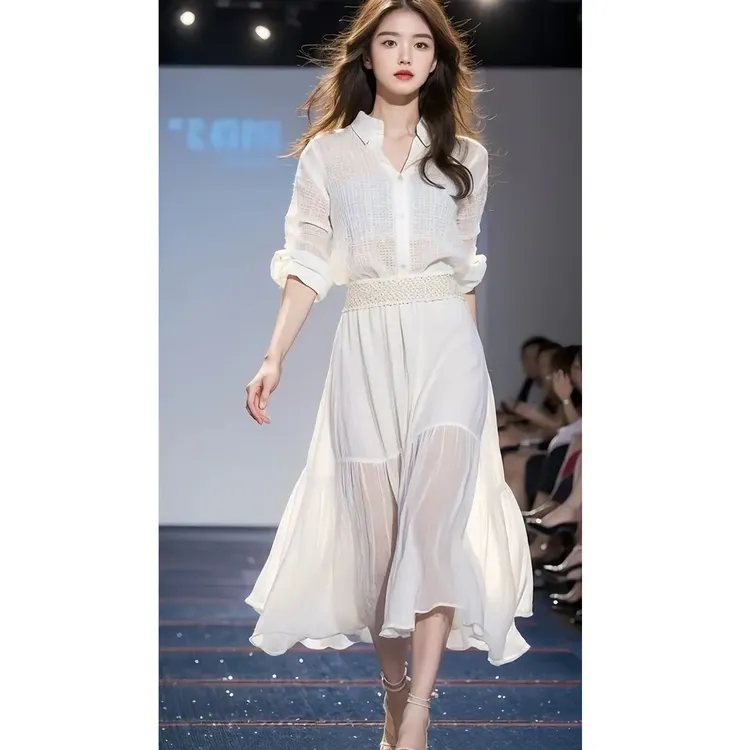 早春法式千金风气质女神范高级感大方得体通勤白色衬衫裙子两件套