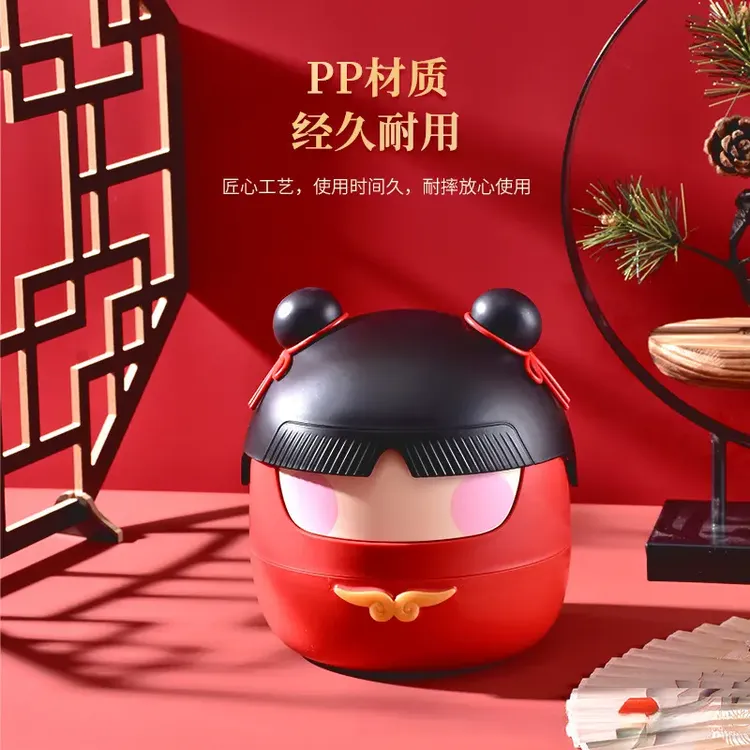 新款创意哪吒桌面垃圾桶儿童学生可爱翻盖纸篓办公杂物整理收纳桶