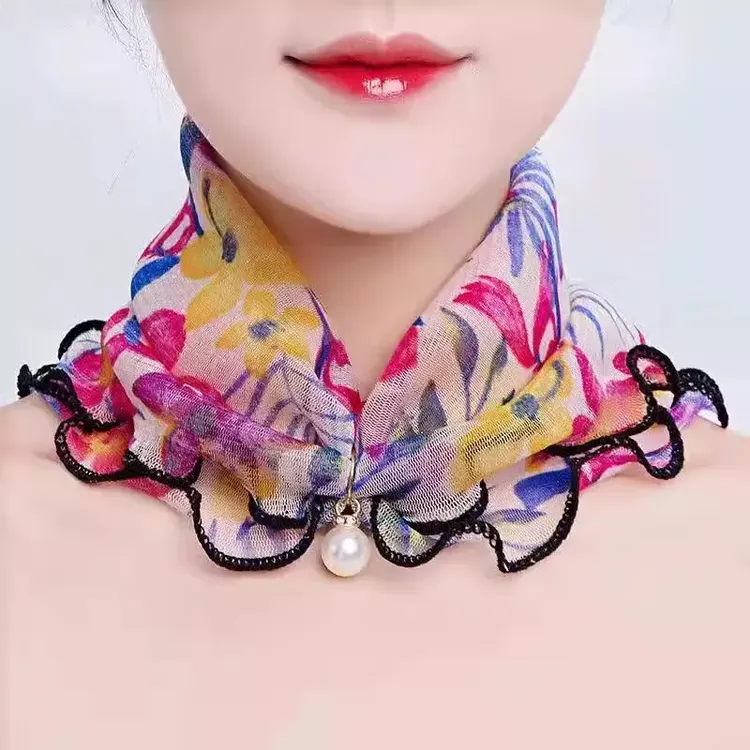 【2025网红爆款】春夏四季围巾中老年女套头围脖小丝巾防晒护颈