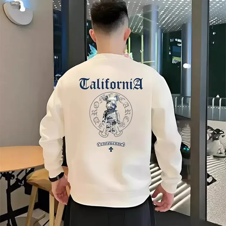 潮牌个性卡通小熊印花秋冬潮流秋季男士春秋冬宽松卫衣男圆领宽松