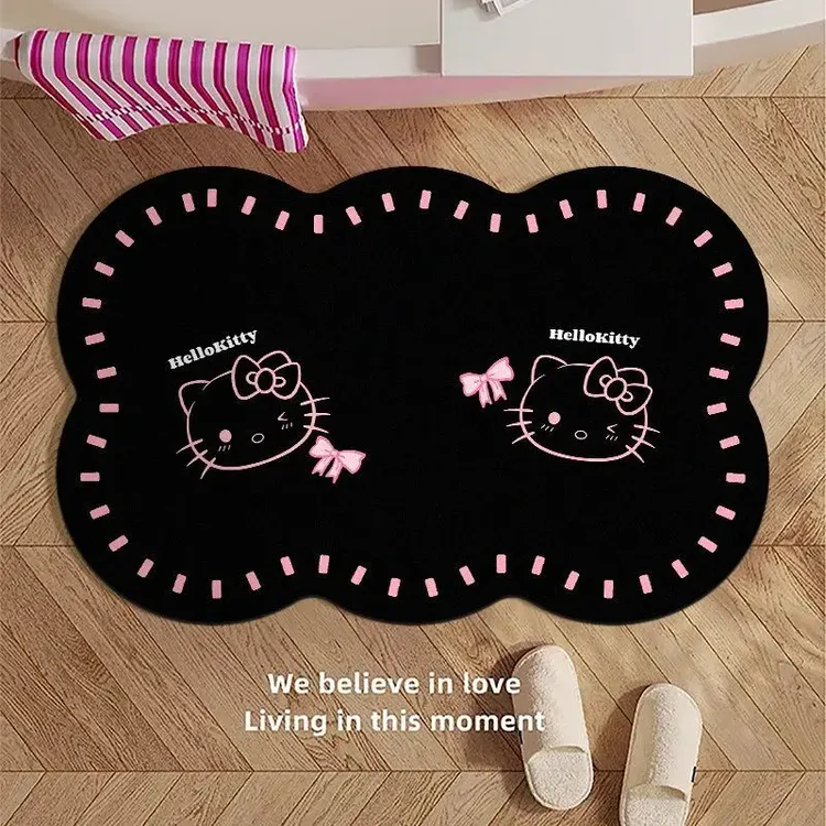 黑粉色系浴室地垫耐磨硅藻泥玄关过道卫生间入户门口垫厕所脚垫子