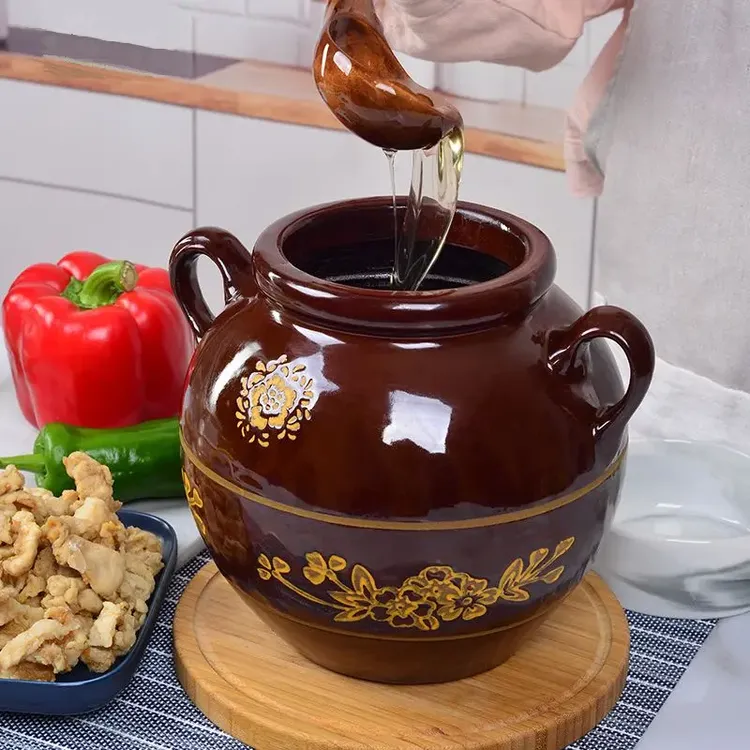老湾家用陶瓷猪油罐耐高温带盖加厚老式装油大号大口油坛油罐子