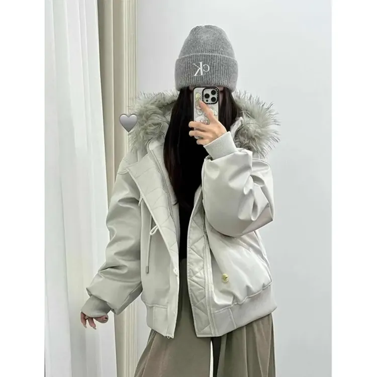 美式复古毛领派克服男士棉服冬季短款连帽座山雕棉衣加厚工装外套