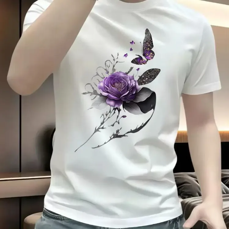 重磅高品质男士短袖T恤夏季新款网红国潮风印花宽松百搭圆领上衣t