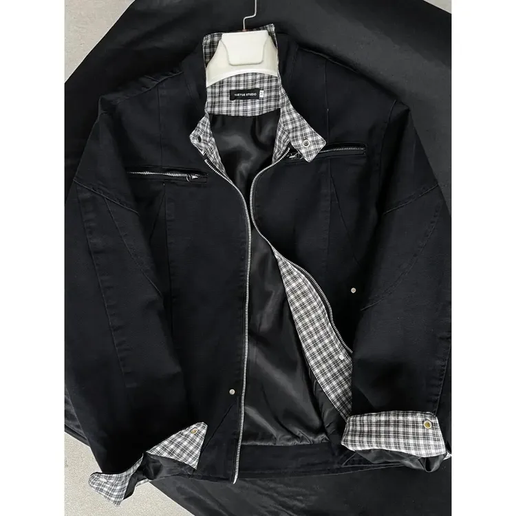 vintage哈灵顿夹克二代男春秋cleanfit重磅水洗帆布立领工装外套