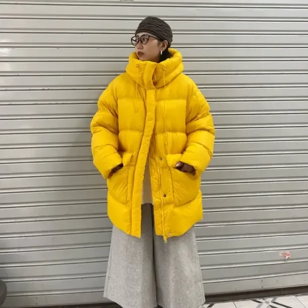 姚家彩色90白鸭绒韩版宽松大口袋羽绒服女中长款加厚云朵泡芙外套