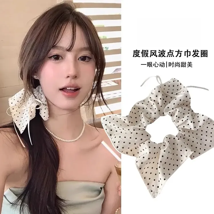 梦幻花园~油画风碎花方巾大肠发圈女绝美方形发饰扎头发方形头绳