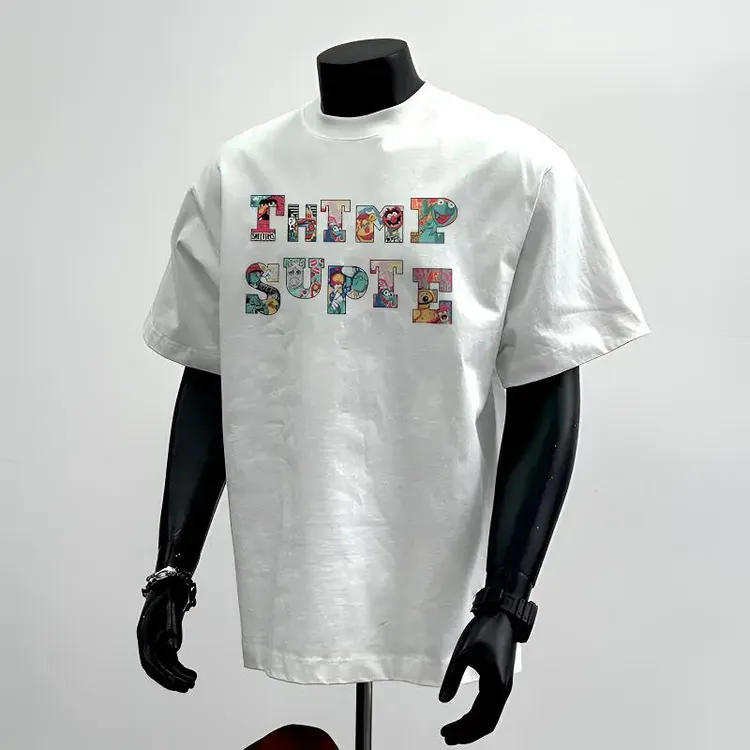 纯棉ins短袖T恤男士男装港风潮流字母印花高级感百搭情侣衣服男装