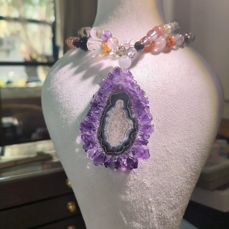 时尚个性紫色水晶挂坠