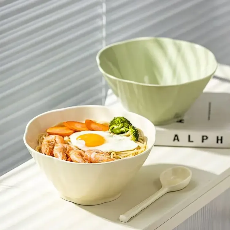 【2只装】6英寸奶油花瓣碗吃饭简约米饭碗家用陶瓷餐具欧式轻奢汤碗