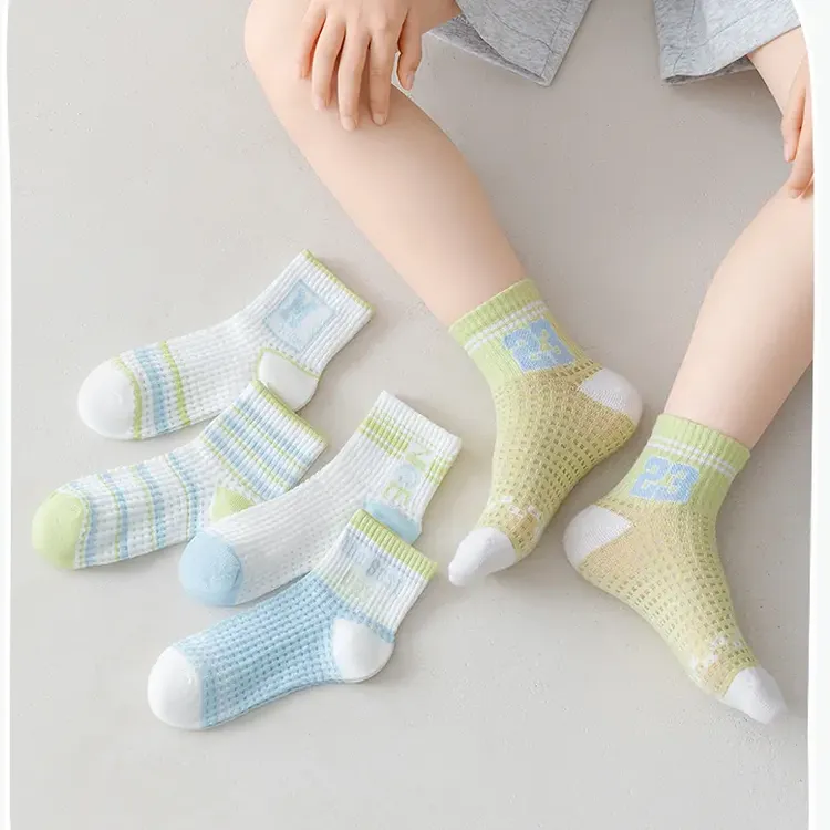 儿童袜子夏季薄款网眼男童防臭运动袜透气吸汗短筒袜子男童薄袜子