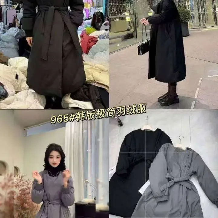 冬季新款连帽长款加厚保暖韩版宽松显瘦收腰绑带白鸭绒羽绒外套女