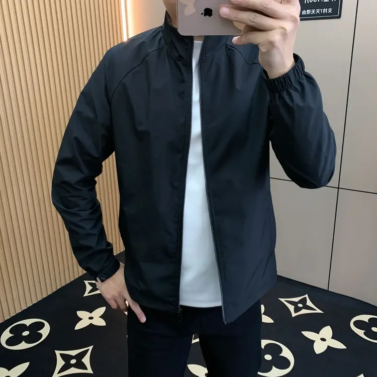 2025新款行政休闲商务立领上衣修身时尚百搭舒适夹克男士薄款外套