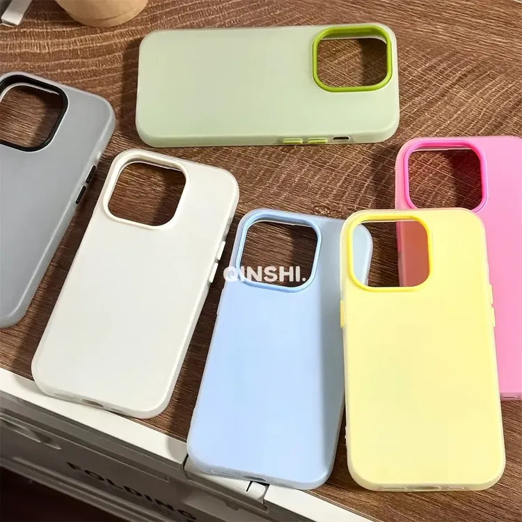 简约纯色果冻二合一适用iPhone15华为荣耀肤感磨砂防摔手机壳