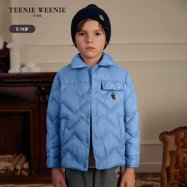 TeenieWeenie Kids小熊童装25新年款短款翻领羽绒服TKJD251101K