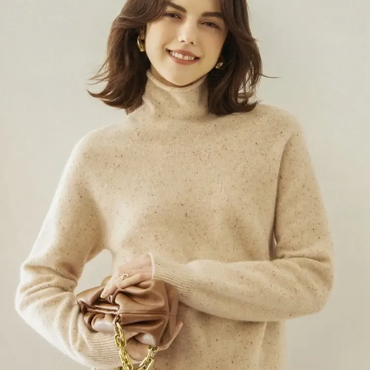 堆堆领山羊绒针织衫秋冬点子纱一线成衣软糯舒适保暖打底衫女百搭