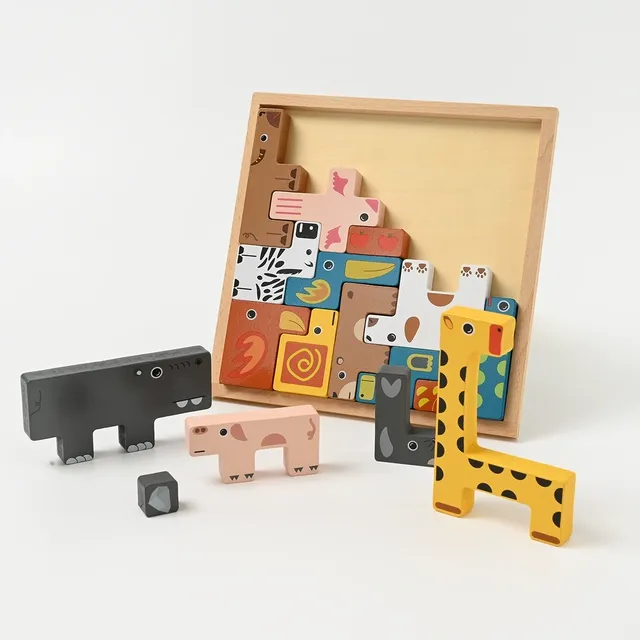 儿童益智游戏 俄罗斯方块积木 婴幼儿3D立体拼图 宝宝桌面玩具