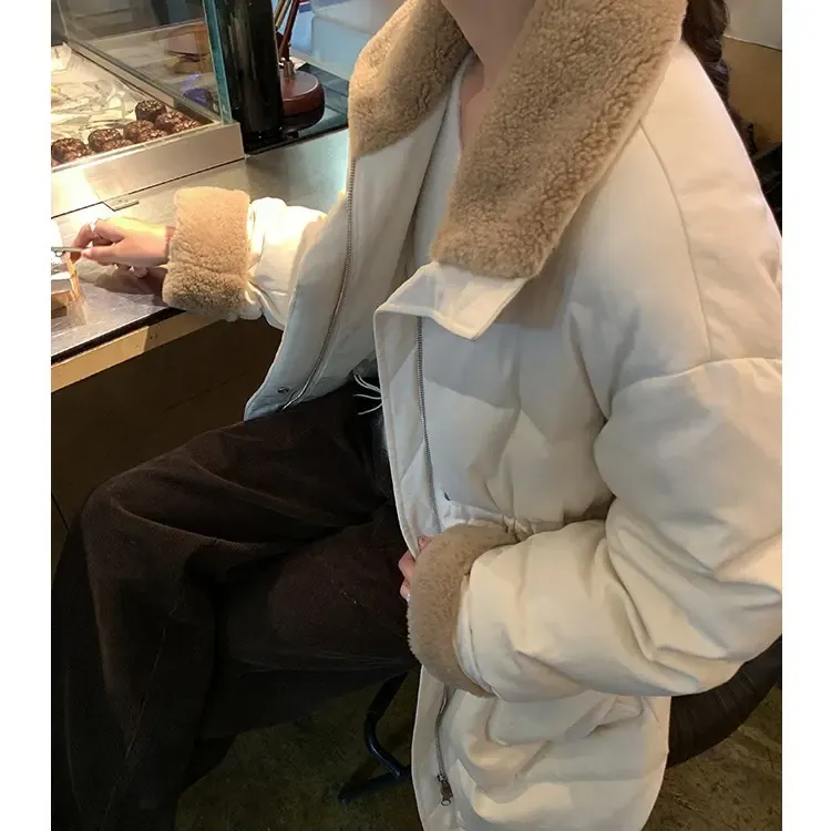 羊羔毛领2025十三行冬季新款韩版长款保暖外套女