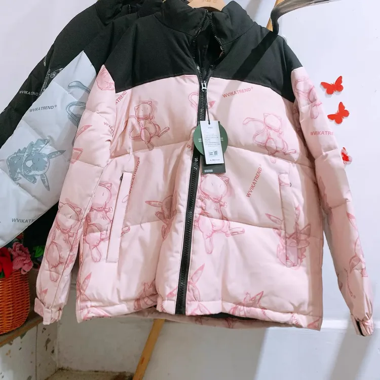 冬季鸭绒皮卡丘短款保暖羽绒外套