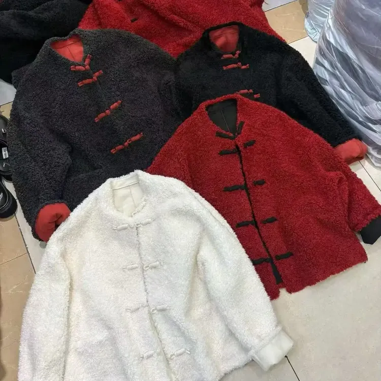 新中式盘扣毛绒外套秋冬保暖百搭女款中国风ins