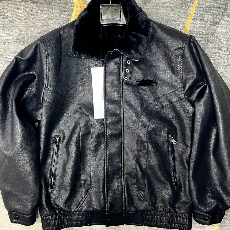 短款休闲男加绒加厚保暖立翻领韩版百搭机车皮衣外套冬季