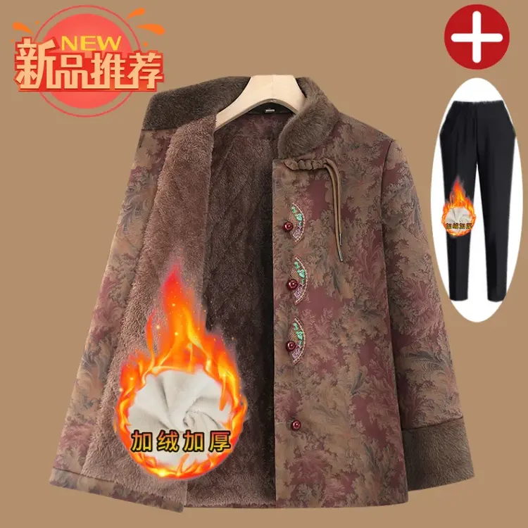 老人老太中国风保暖奶奶装加厚中老年妈妈装冬季春秋老年人加绒