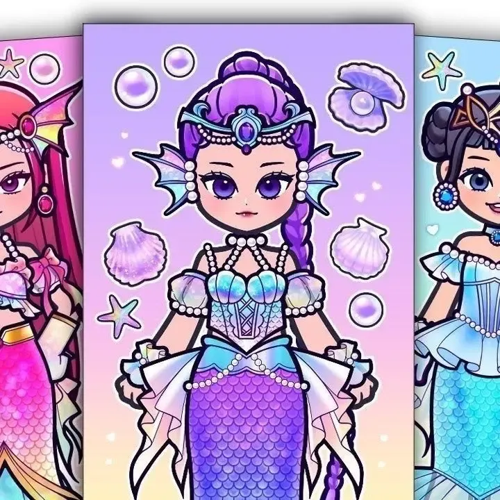 199贴新品猎魔女团VS美人鱼换装贴纸创意diy手工解压贴纸