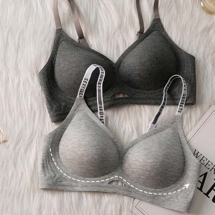 镂空螺纹美背文胸无钢圈小胸聚拢上托防下垂裸感无痕薄款大码内衣