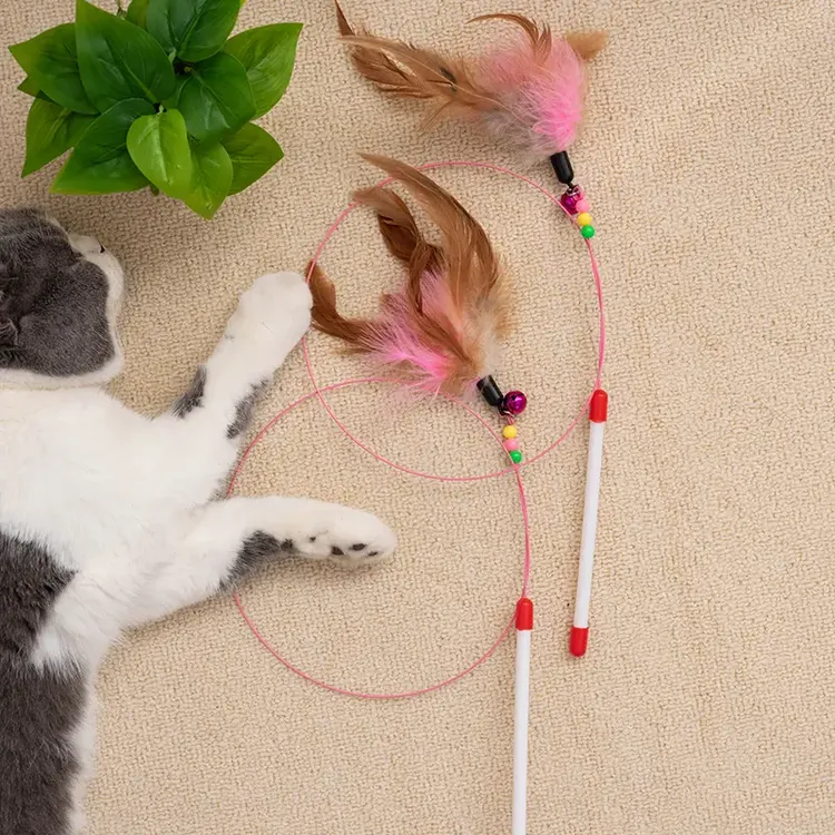猫咪逗猫棒耐咬带铃铛羽毛自嗨解闷神器逗猫神器超长杆猫玩具