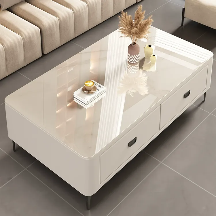 岩板茶几客厅家用2025新款轻奢高级感小户型实木茶几桌电视柜组合