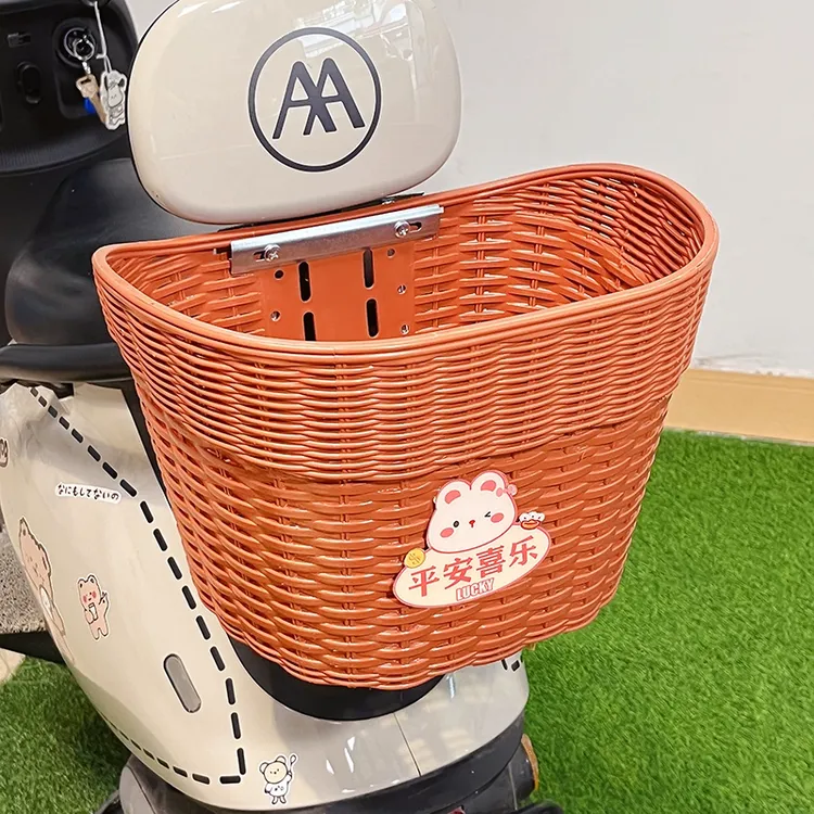 电动车后置车筐靠背菜篮子可爱卡通高颜值电瓶车后尾挂篮置物神器