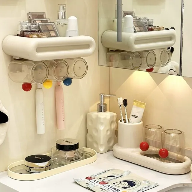 情侣牙刷架家用卫生间可壁挂式刷牙杯牙具座牙缸台面洗漱杯置物架