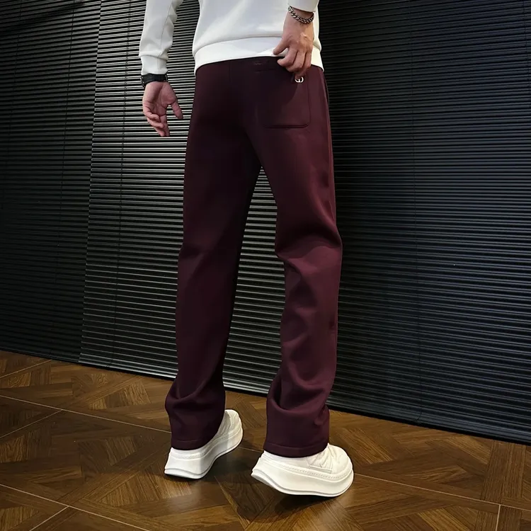 秋冬新款高端潮流男士直筒休闲裤亲肤加绒加厚挺阔男裤净版垂感男